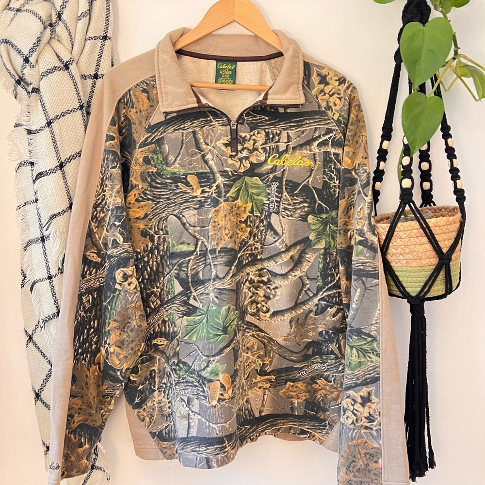 Vintage Cabela’s Camo Half Zip Pullover Sweatshirt
